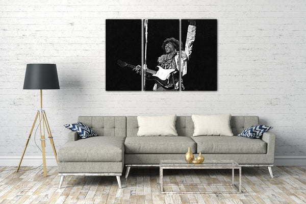 Leinwandbild Jimi Hendrix schwarz weiss retro vintage Rock-Star Legende