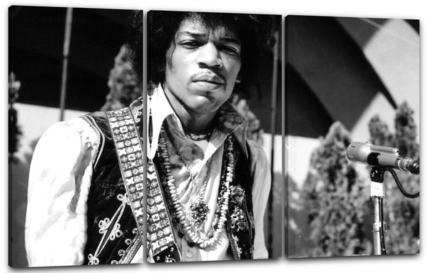 Leinwandbild Jimi Hendrix Portrait schwarz weiß Konzert Band Rock-Star
