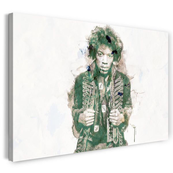 Leinwandbild Jimi Hendrix Kunst-Bild art vintage retro Rock-Star Zeichnung