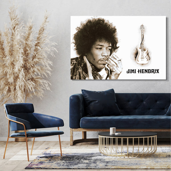Leinwandbild Jimi Hendrix legendäre Gitarre Rock-Star 60er 70er vintage