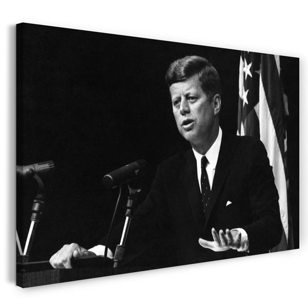 Leinwandbild John F Kennedy schwarz weiss American President Legende