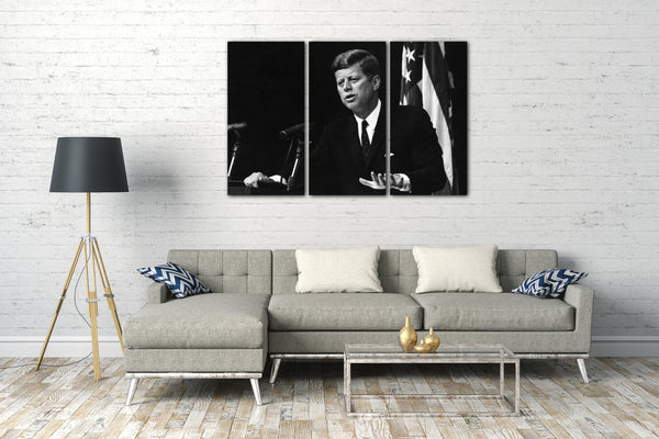 Leinwandbild John F Kennedy schwarz weiss American President Legende