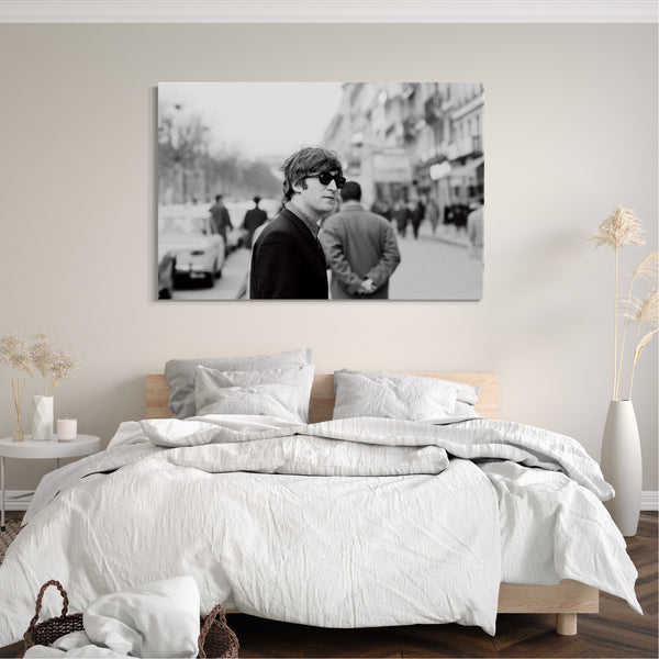 Leinwandbild John Lennon schwarz weiss Fotografie The Beatles Rock-Star