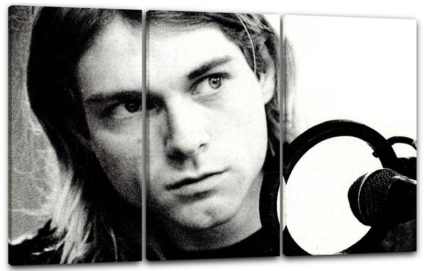 Leinwandbild Kurt Cobain schwarz weiss Portrait Grunge-Legende Rocl-Star