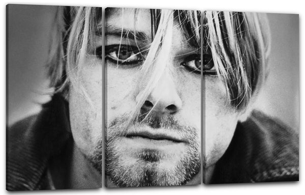 Leinwandbild Kurt Cobain Kult-Portrait Nirvana Nevermind schwarz weiss