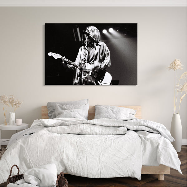 Leinwandbild Kurt Cobain on stage Nirvana Kult-Bild schwarz weiss Legende