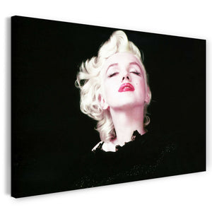 Leinwandbild Marilyn Monroe in Farbe farbig Portrait schwarzer Hintergrund