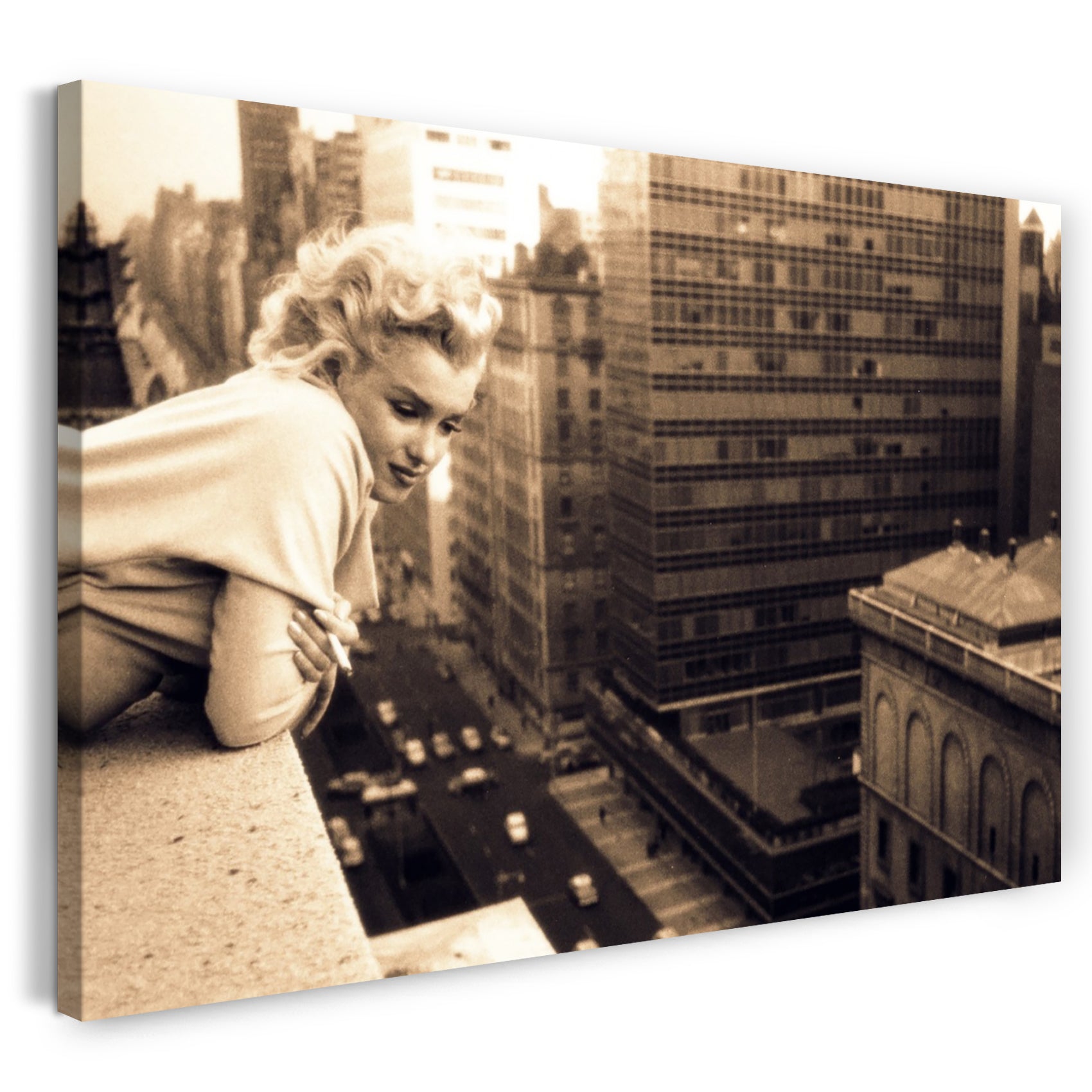 Leinwandbild Marilyn Monroe Kult-Foto New York Manhattan Skyline retro