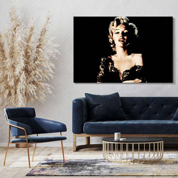 Leinwandbild Marilyn Monroe sexy Schulter-frei Kleid mit Stickereien