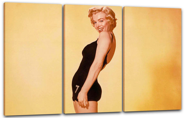 Leinwandbild Junge Marilyn Monroe in Badeanzug retro vintage alt