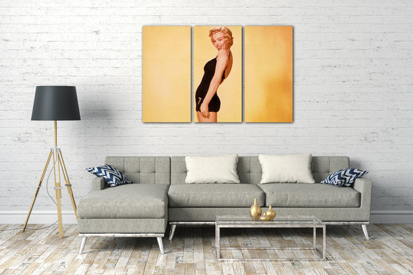 Leinwandbild Junge Marilyn Monroe in Badeanzug retro vintage alt