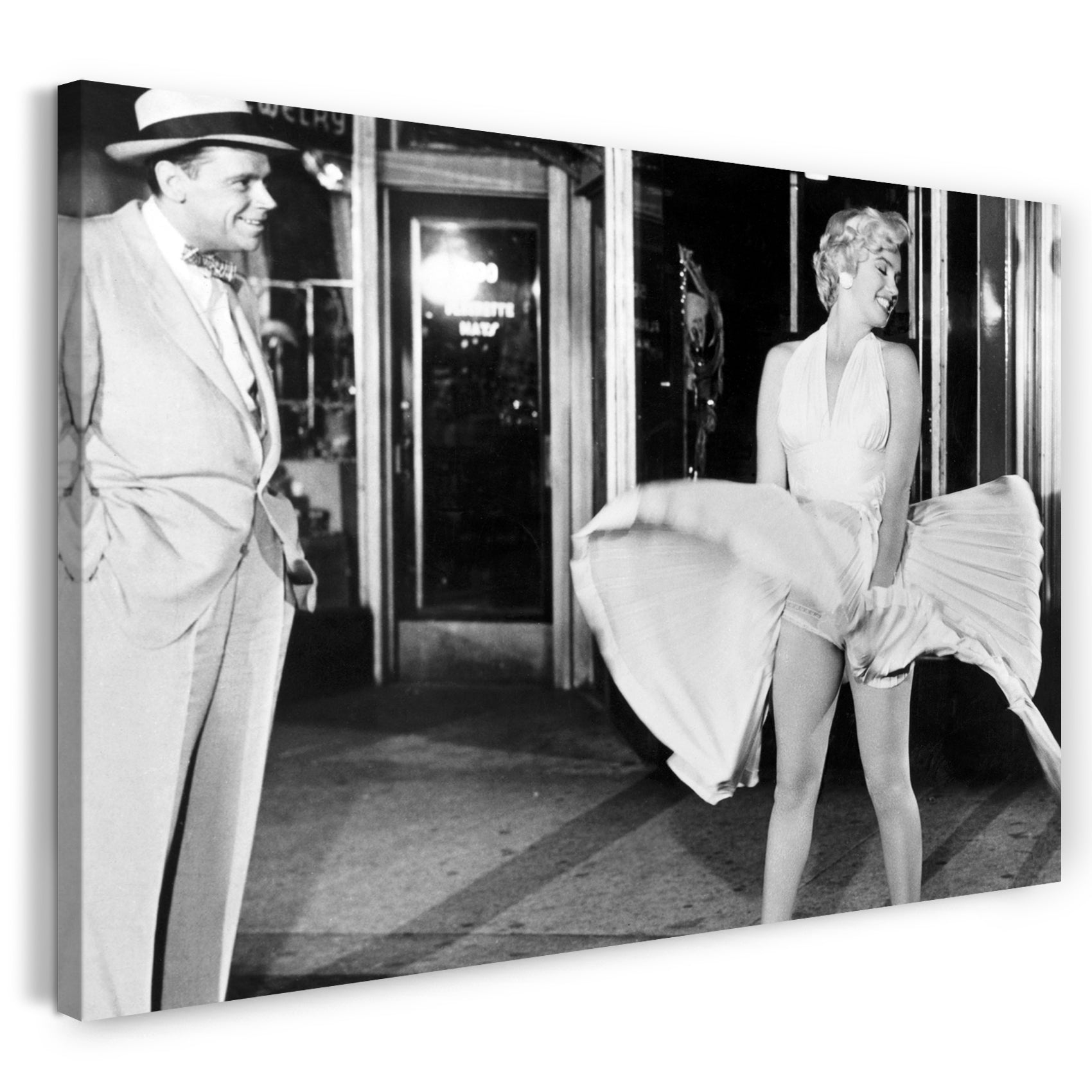 Leinwandbild Marilyn Monroe weisses Kleid fliegt hoch sexy