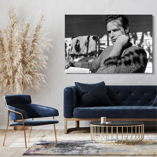 Leinwandbild Marlon Brando Kult-Portrait schwarz weiss retro vintage Star