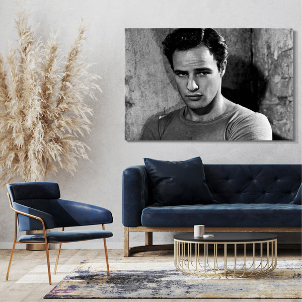 Leinwandbild Marlon Brando Portrait schwarz weiss Film-Star Schauspieler