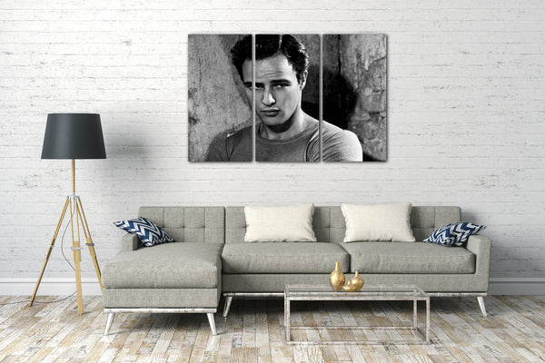 Leinwandbild Marlon Brando Portrait schwarz weiss Film-Star Schauspieler