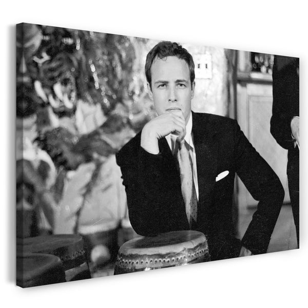Leinwandbild Marlon Brando schwarz weiss Gentleman retro Film-Star