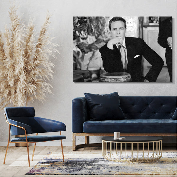 Leinwandbild Marlon Brando schwarz weiss Gentleman retro Film-Star