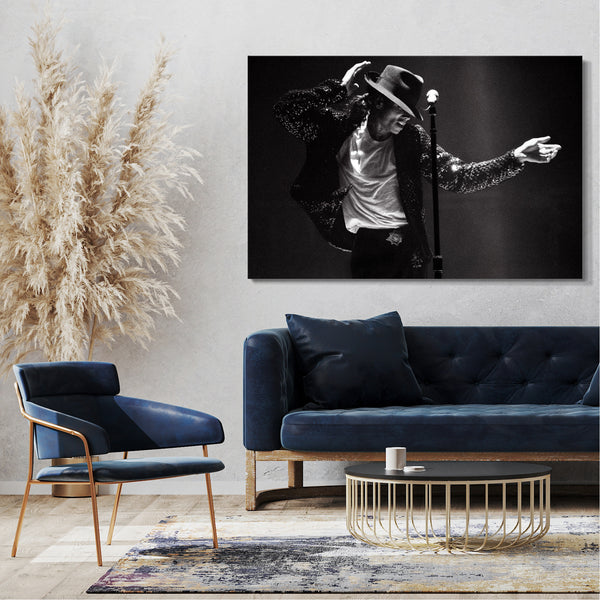 Leinwandbild Michael Jackson Konzert schwarz weiss King of Pop Star Legende