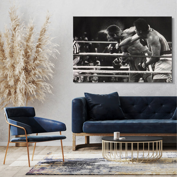 Leinwandbild Muhammad Ali Mega-Fight Box-Legende Kampf schwarz weiss