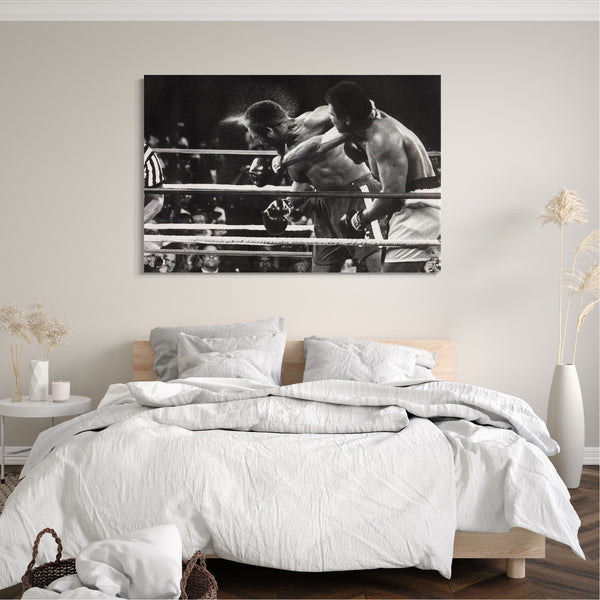 Leinwandbild Muhammad Ali Mega-Fight Box-Legende Kampf schwarz weiss