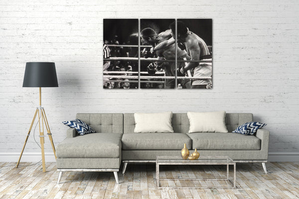 Leinwandbild Muhammad Ali Mega-Fight Box-Legende Kampf schwarz weiss
