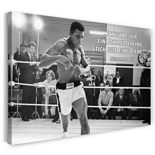 Leinwandbild Muhammad Ali Zitat Schwebe wie ein Schmetterling, stich wie eine Biene