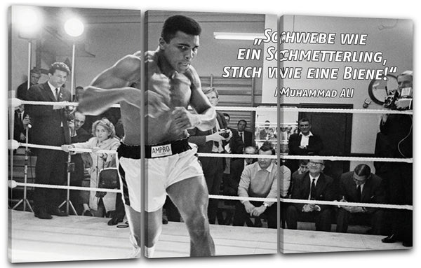 Leinwandbild Muhammad Ali Zitat Schwebe wie ein Schmetterling, stich wie eine Biene