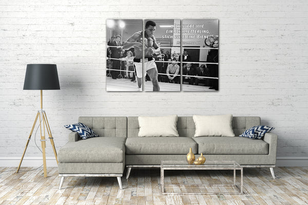 Leinwandbild Muhammad Ali Zitat Schwebe wie ein Schmetterling, stich wie eine Biene