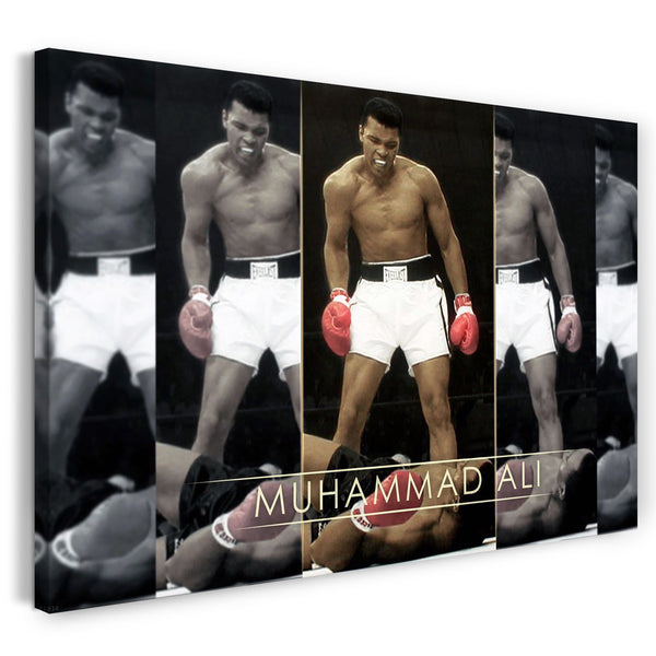 Leinwandbild Muhammad Ali nach K.O.-Schlag Gegner am Boden