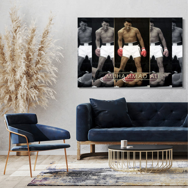 Leinwandbild Muhammad Ali nach K.O.-Schlag Gegner am Boden
