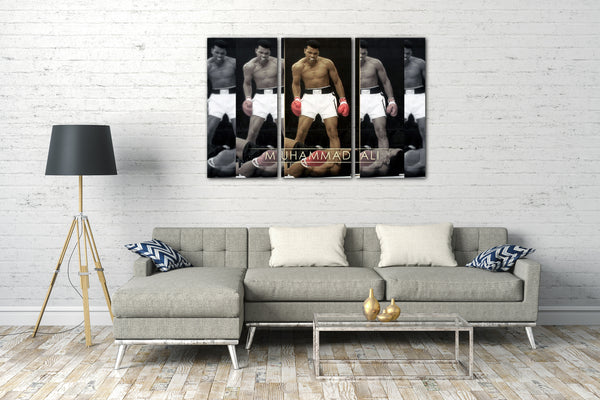 Leinwandbild Muhammad Ali nach K.O.-Schlag Gegner am Boden