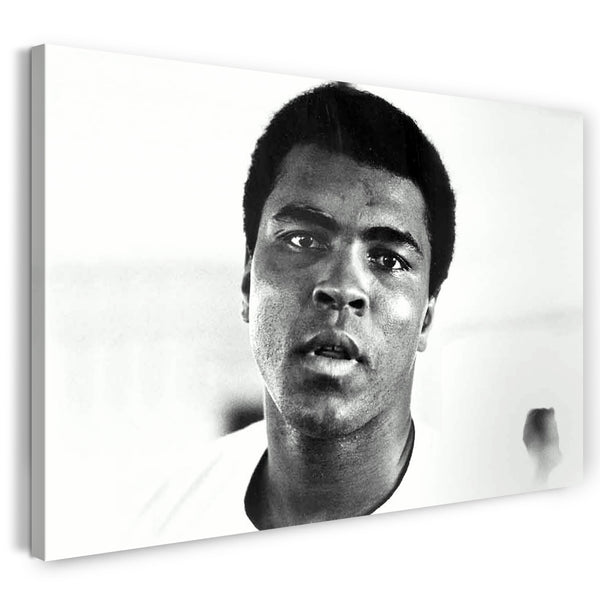 Leinwandbild Muhammad Ali Nahaufnahme Portrait weissese T-Shirt
