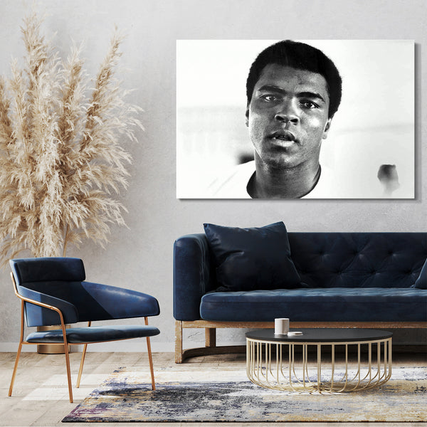 Leinwandbild Muhammad Ali Nahaufnahme Portrait weissese T-Shirt