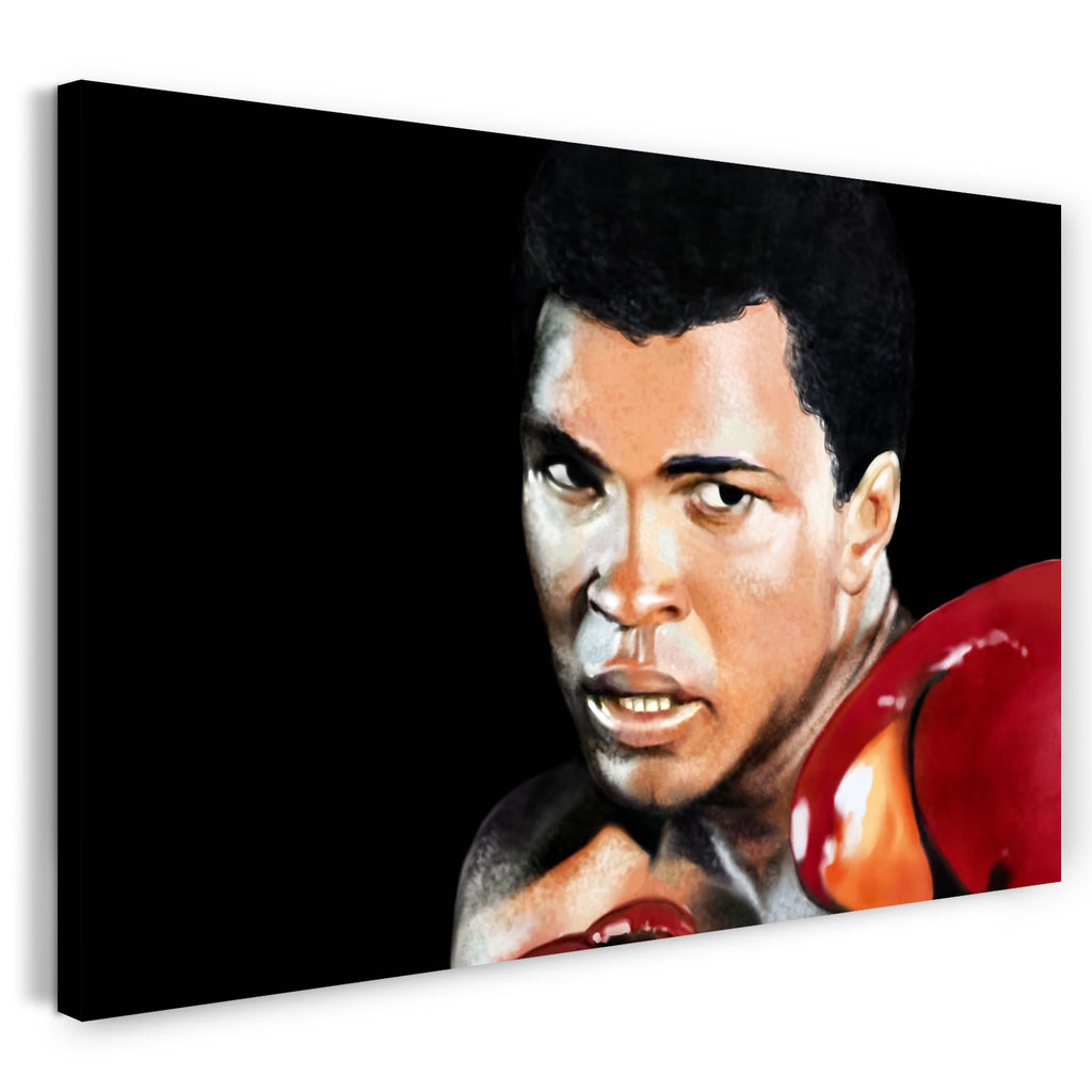 handschuhe von muhammad ali Leinwandbild Muhammad Ali nach-gemalt rote Box-Handschuhe Potrait – Printed  Paintings