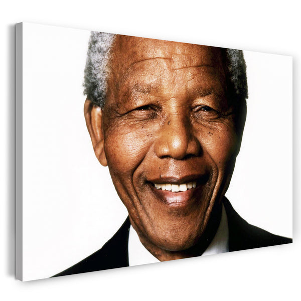 Leinwandbild Nelson Mandela Portrait lächelnd weisser Hintergrund