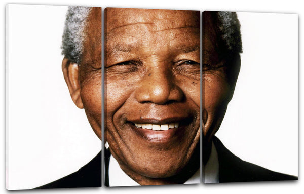 Leinwandbild Nelson Mandela Portrait lächelnd weisser Hintergrund