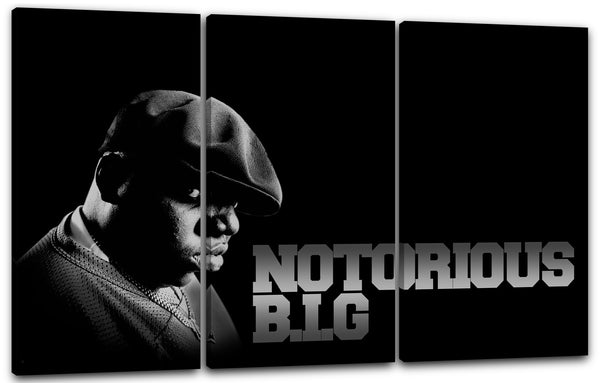 Leinwandbild Notorious BIG Biggie Smalls mit Baskenmütze Schriftzug rechts