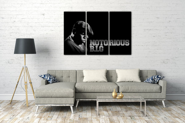 Leinwandbild Notorious BIG Biggie Smalls mit Baskenmütze Schriftzug rechts