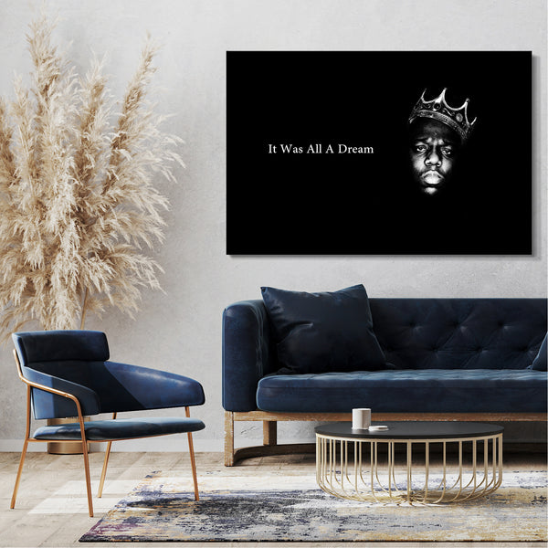 Leinwandbild Notorious BIG Biggie Smalls mit Krone und Zitat