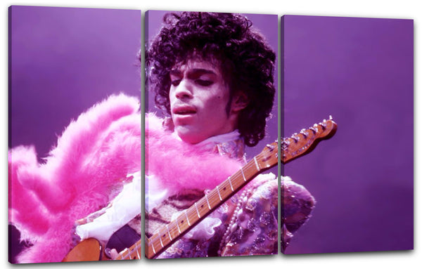 Leinwandbild Prince mit Gitarre pink rosa Schal purple rain