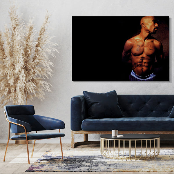 Leinwandbild Tupac 2Pac Shakur Oberkörper frei mit zahlreichen Tattoos