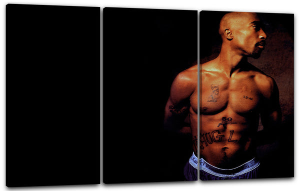 Leinwandbild Tupac 2Pac Shakur Oberkörper frei mit zahlreichen Tattoos