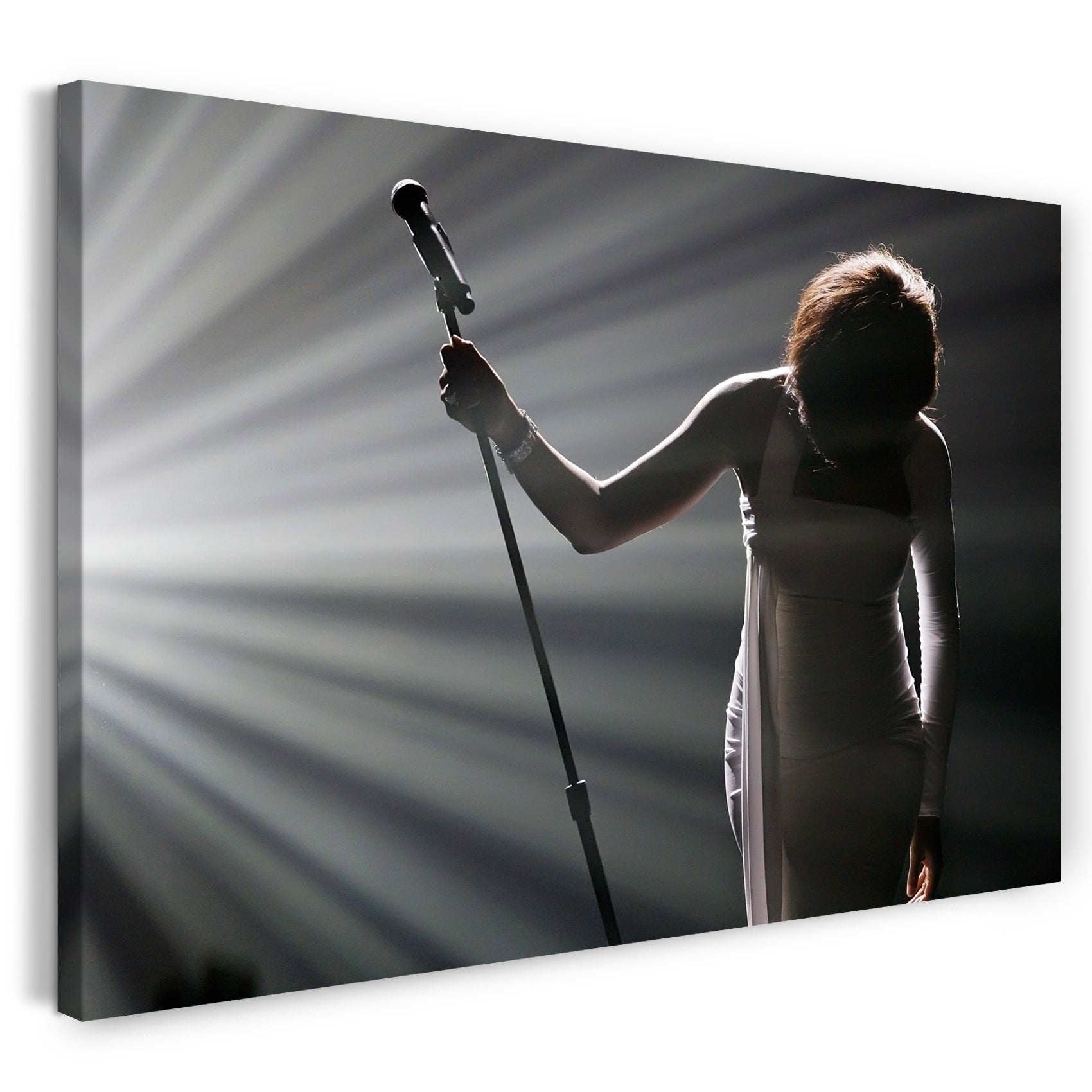 Leinwandbild Whitney Houston im Konzert Mikrofon in der Hand
