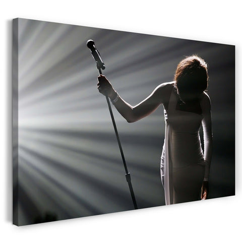 Leinwandbild Whitney Houston im Konzert Mikrofon in der Hand