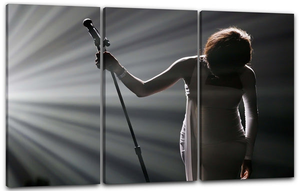 Leinwandbild Whitney Houston im Konzert Mikrofon in der Hand
