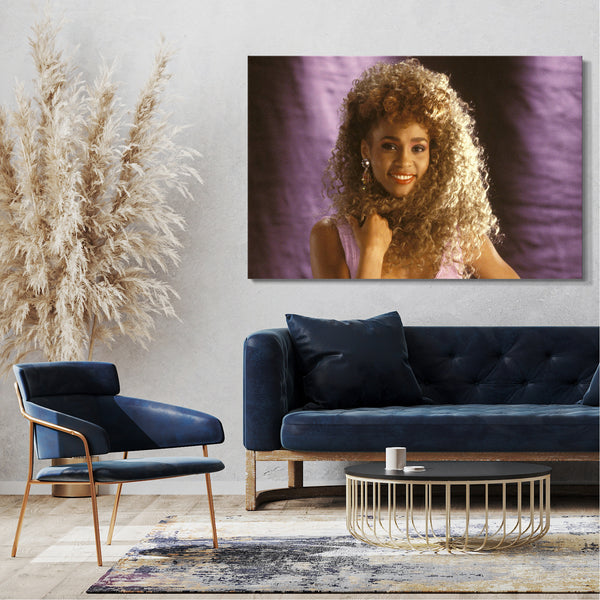 Leinwandbild Whitney Houston in jungen Jahren mit Dauerwelle