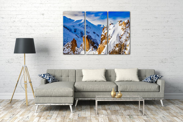 Leinwandbild Berg mit Schnee-Landschaft im Winter Ski fahren Snowboard Panorama