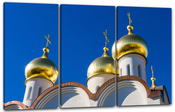 Leinwandbild Vier goldene Türme einer Kirche (wahrscheinlich orthodox)