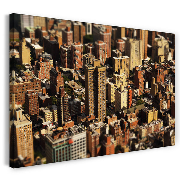 Leinwandbild New York Brooklyn Skyline rote Backstein-Häuser Gebäude urbane Architektur