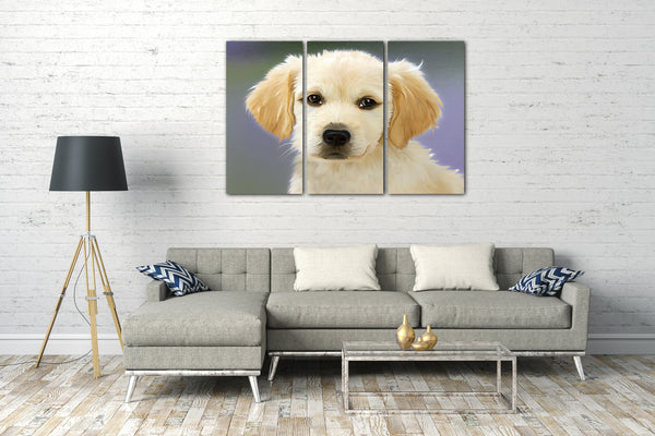 Leinwandbild süßer Hund Welpe gemalt mit Pinsel Tier-Motive Golden Retriever